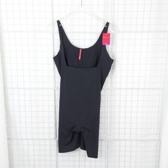 Spanx Thinstincts Open-Bust Mid-Thigh Bodysuit Very Black 10021P - Picture 1 of 6